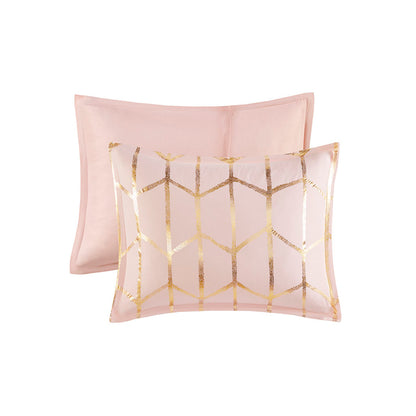 Raina Metallic Printed Comforter Set - Blush/Gold