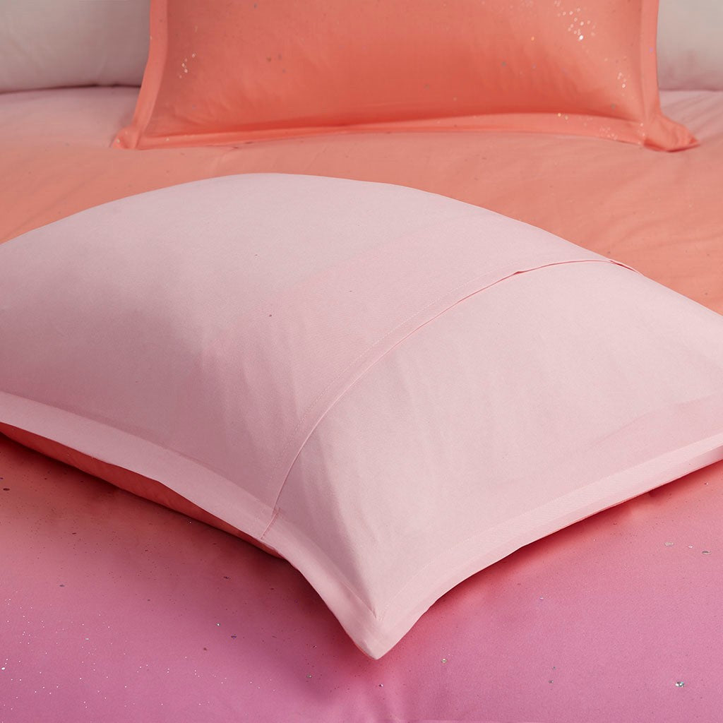 Glimmer Metallic Glitter Printed Reversible Duvet Cover Set