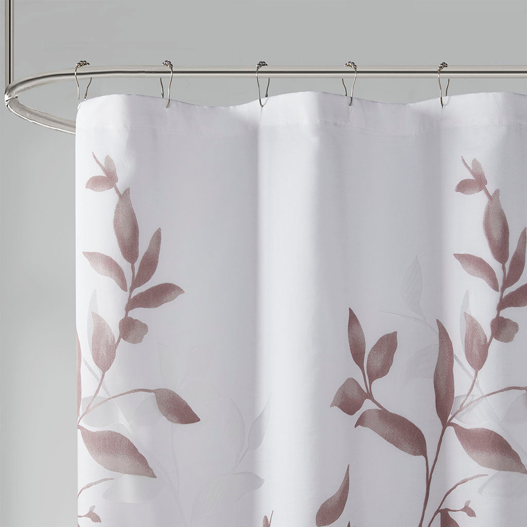 Cecily Burnout Printed Shower Curtain - Mauve