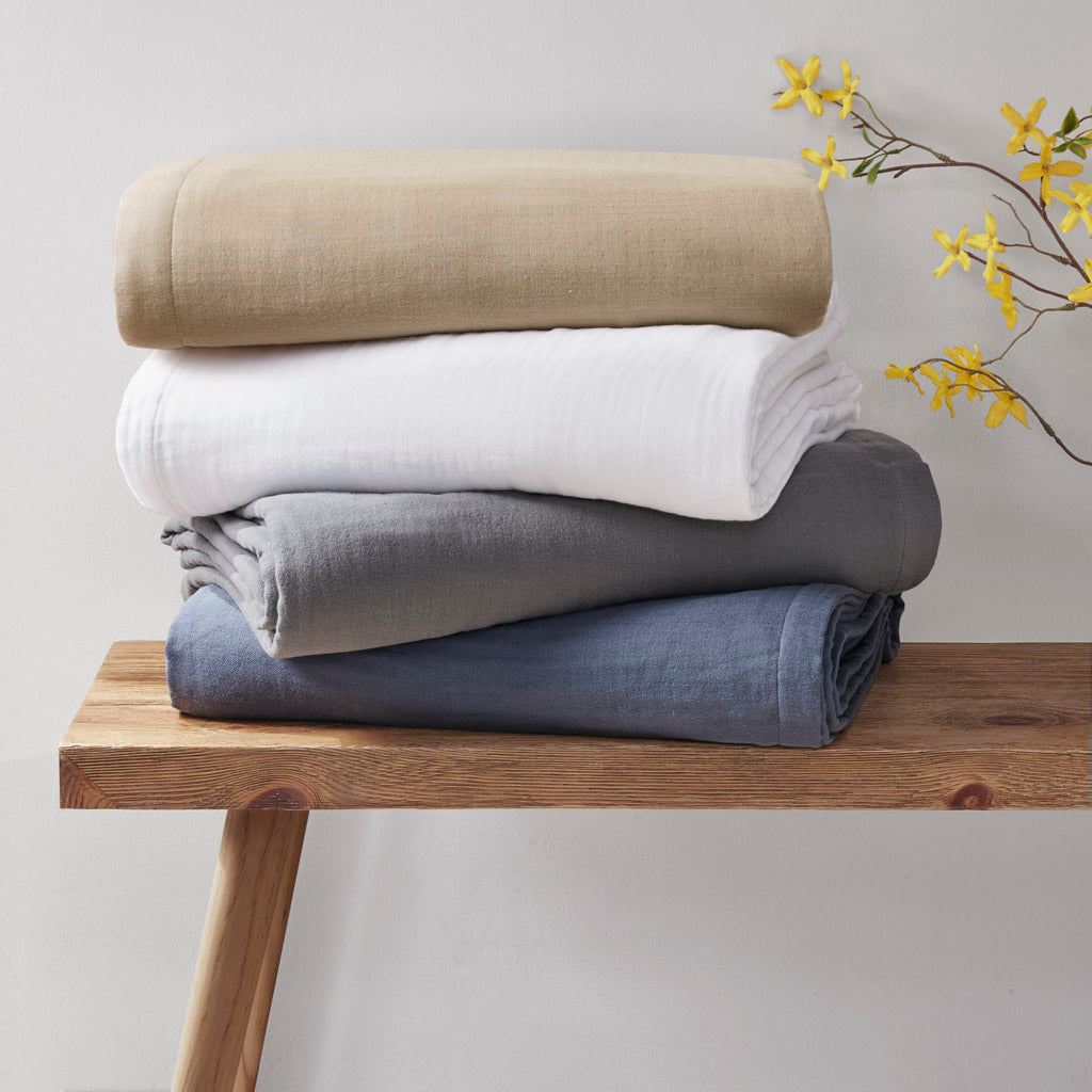 Gauze 100% Cotton Lightweight Blanket - Blue