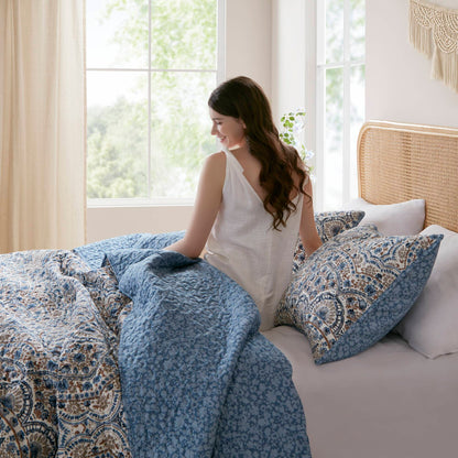 Valerie Boho Reversible Quilt - Blue