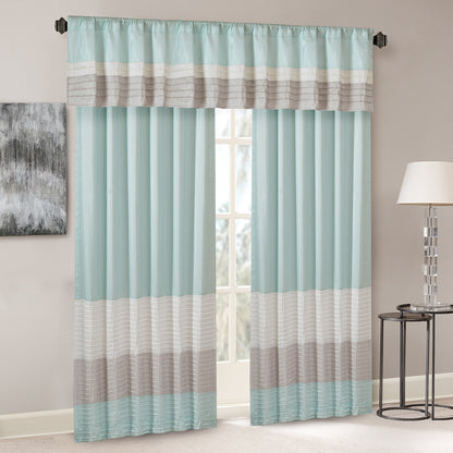 Amherst Polyoni Pintuck Window Valance - Aqua