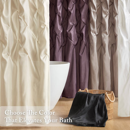 Laurel Tufted Semi-Sheer Shower Curtain - White