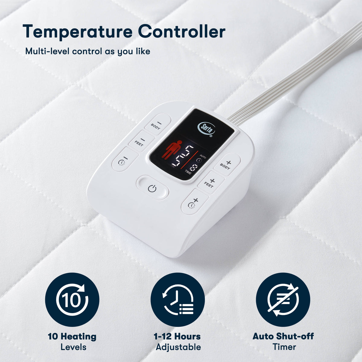 Microfiber Zoned Heated Mattress Pad - White