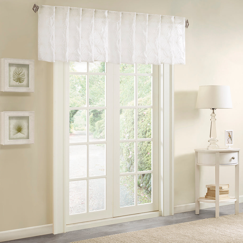 Gemma Sheer Embroidered Window Valance - White