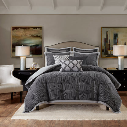 Shades of Serenity Jacquard Comforter Set - Black