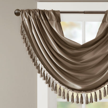Elena Faux Silk Waterfall Embellished Valance - Bronze