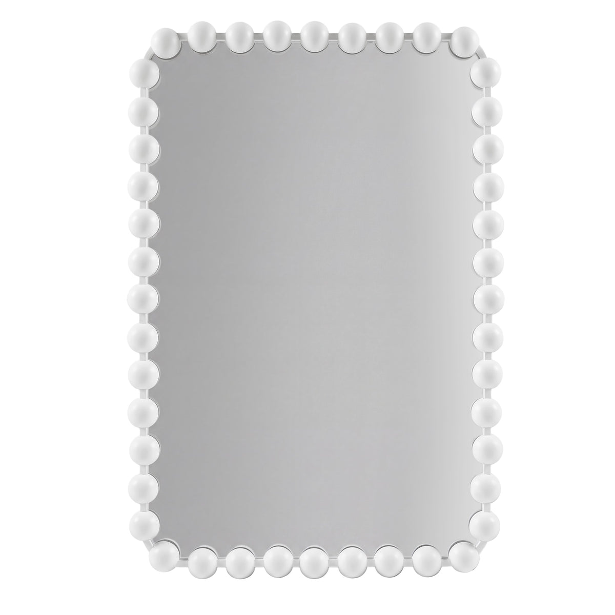 Marlowe 24X36 Rounded Rectangle Beaded Wall Mirror - White