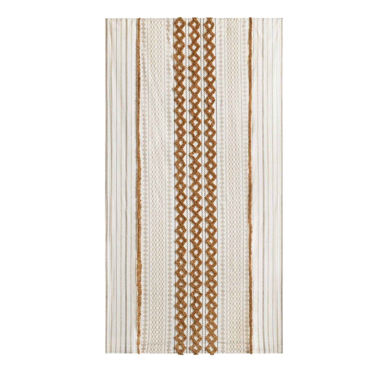 Imani Cotton Printed Curtain Panel with Chenille Stripe and Lining - Terracotta