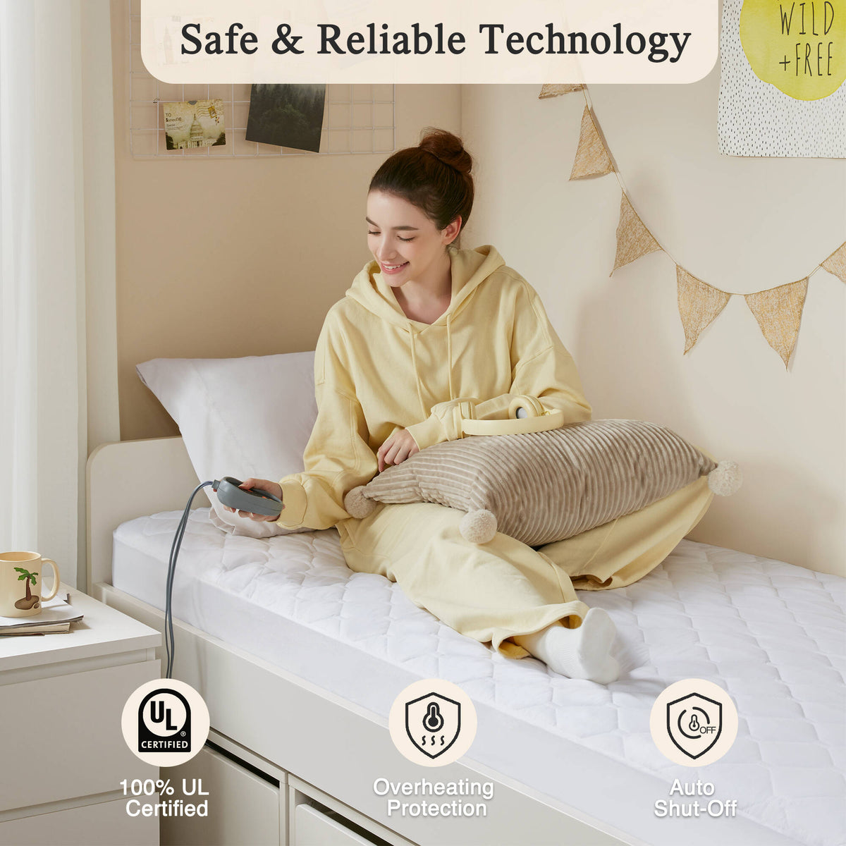 Heated Microfiber Mattress Pad with 3M Scotchgard - White