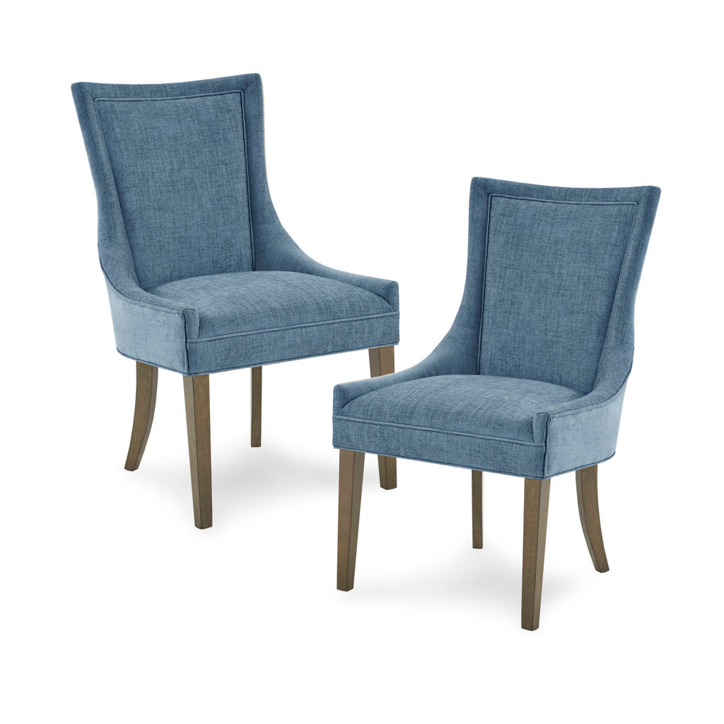 Ultra Upholstered Dining Side Chairs with wood legs (Set of 2) - Blue