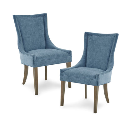 Ultra Upholstered Dining Side Chairs with wood legs (Set of 2) - Blue
