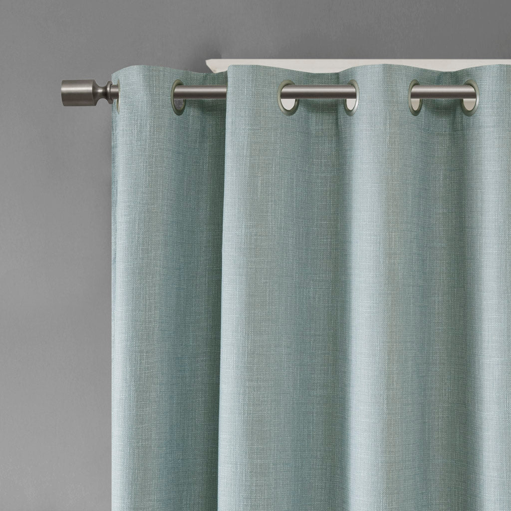 Maya Printed Heathered Blackout Window Patio Panel - Dusty Seafoam