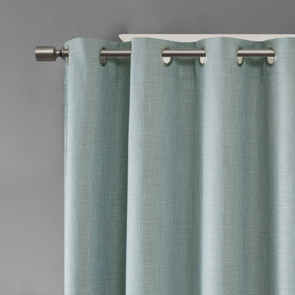 Maya Printed Heathered Blackout Window Patio Panel - Dusty Seafoam