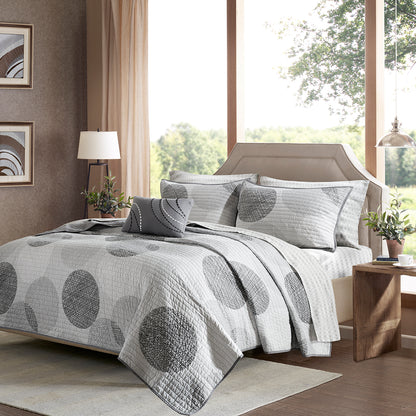 Knowles Quilt Set with Cotton Bed Sheets - Grey