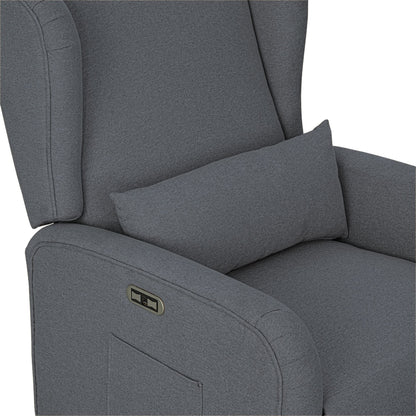 Candace Power Recliner 3-in-1 with Swivel, Glider, Charging Station - Grey