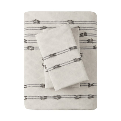 Kara 3 Piece Cotton Jacquard Duvet Cover Set - Ivory
