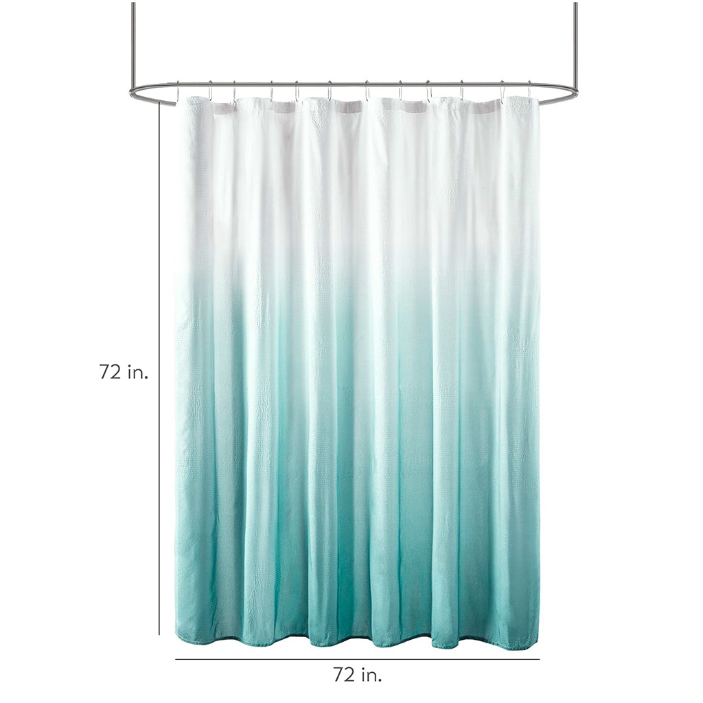 Ara Ombre Printed Seersucker Shower Curtain - Aqua
