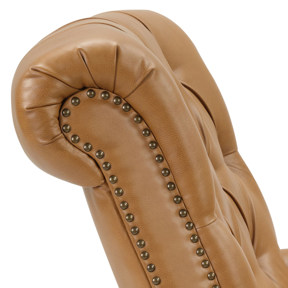 Aidan Upholstered Manual Push Back Recliner Chair with Nailheads - Brown