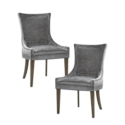 Ultra Upholstered Dining Side Chairs with wood legs (Set of 2) - Dark Gray
