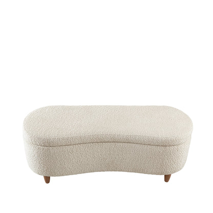 Bailey Boucle-Style Curved Storage Accent Bench - Cream