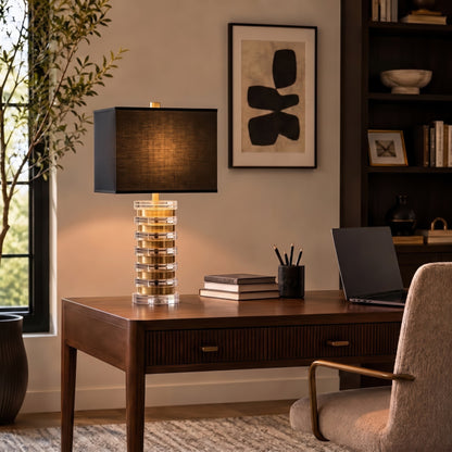 Elowen Acrylic Disc Table Lamp - Gold/Clear/Black