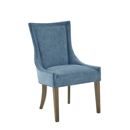Ultra Upholstered Dining Side Chairs with wood legs (Set of 2) - Blue