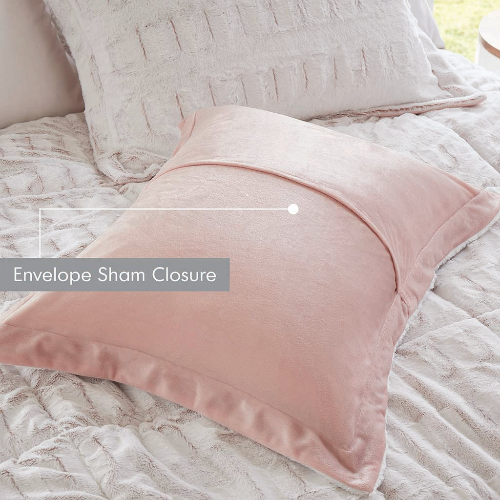 Gia Faux Fur Comforter Mini Set - Blush/White