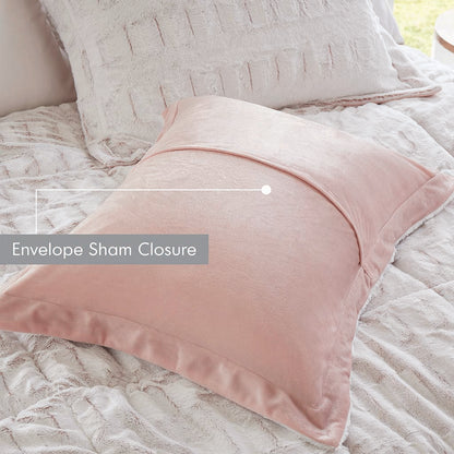 Gia Faux Fur Comforter Mini Set - Blush/White
