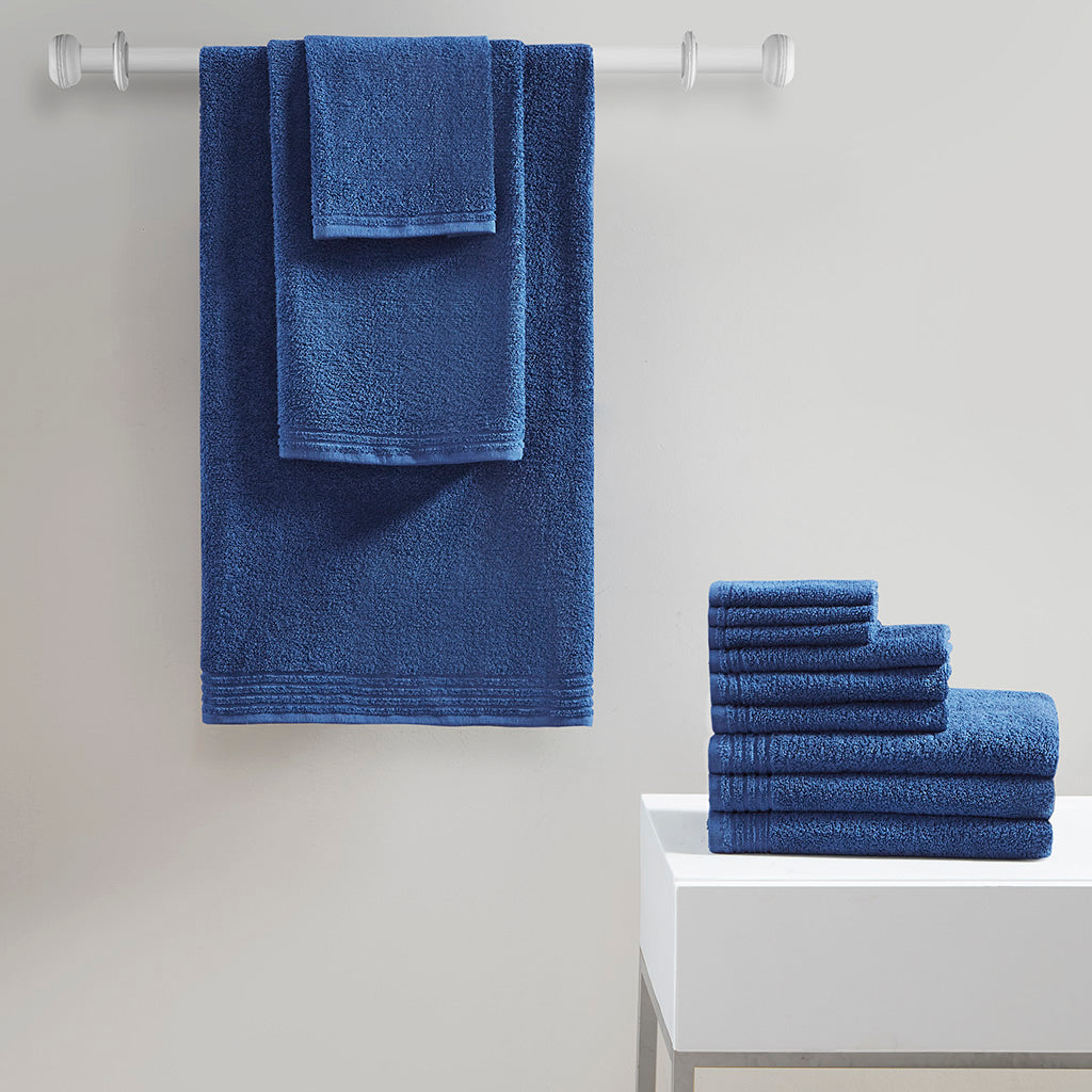 Big Bundle 100% Cotton Quick Dry 12 Piece Bath Towel Set - Indigo