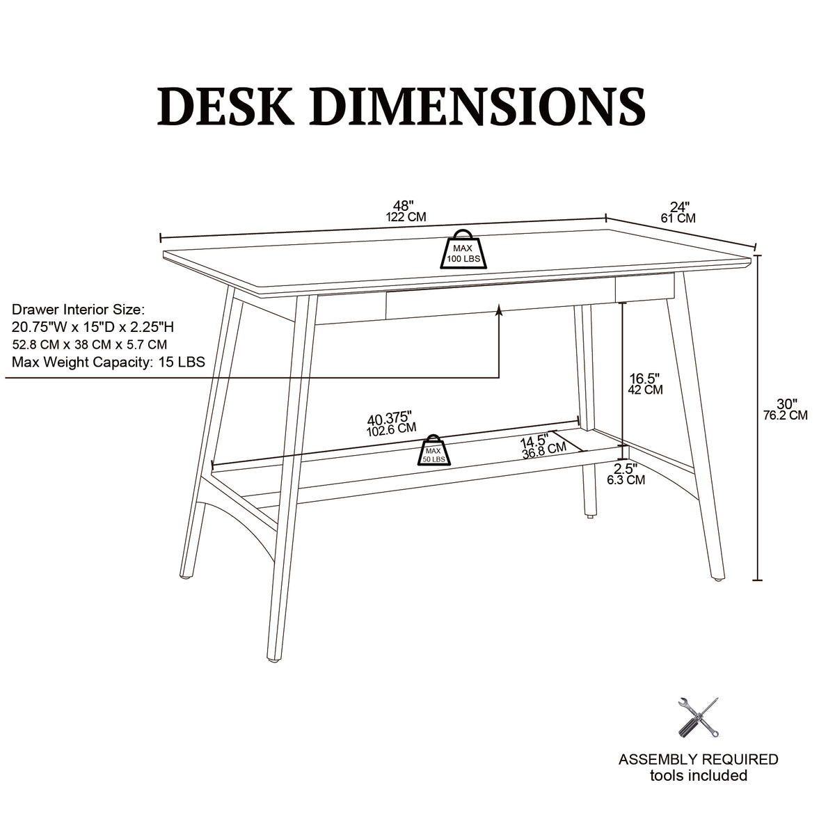 Parker Desk - Off-White/Pecan