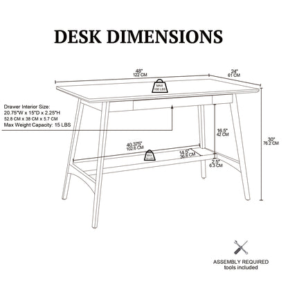 Parker Desk - Off-White/Pecan