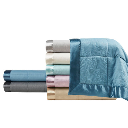 Cambria Oversized Down Alternative Blanket with Satin Trim - Ivory