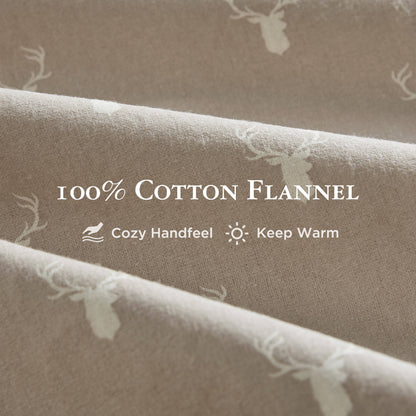 Cotton Flannel Sheet Set - Stag Head
