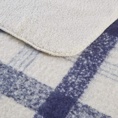 Bloomington Faux Mohair to Sherpa Throw - Blue