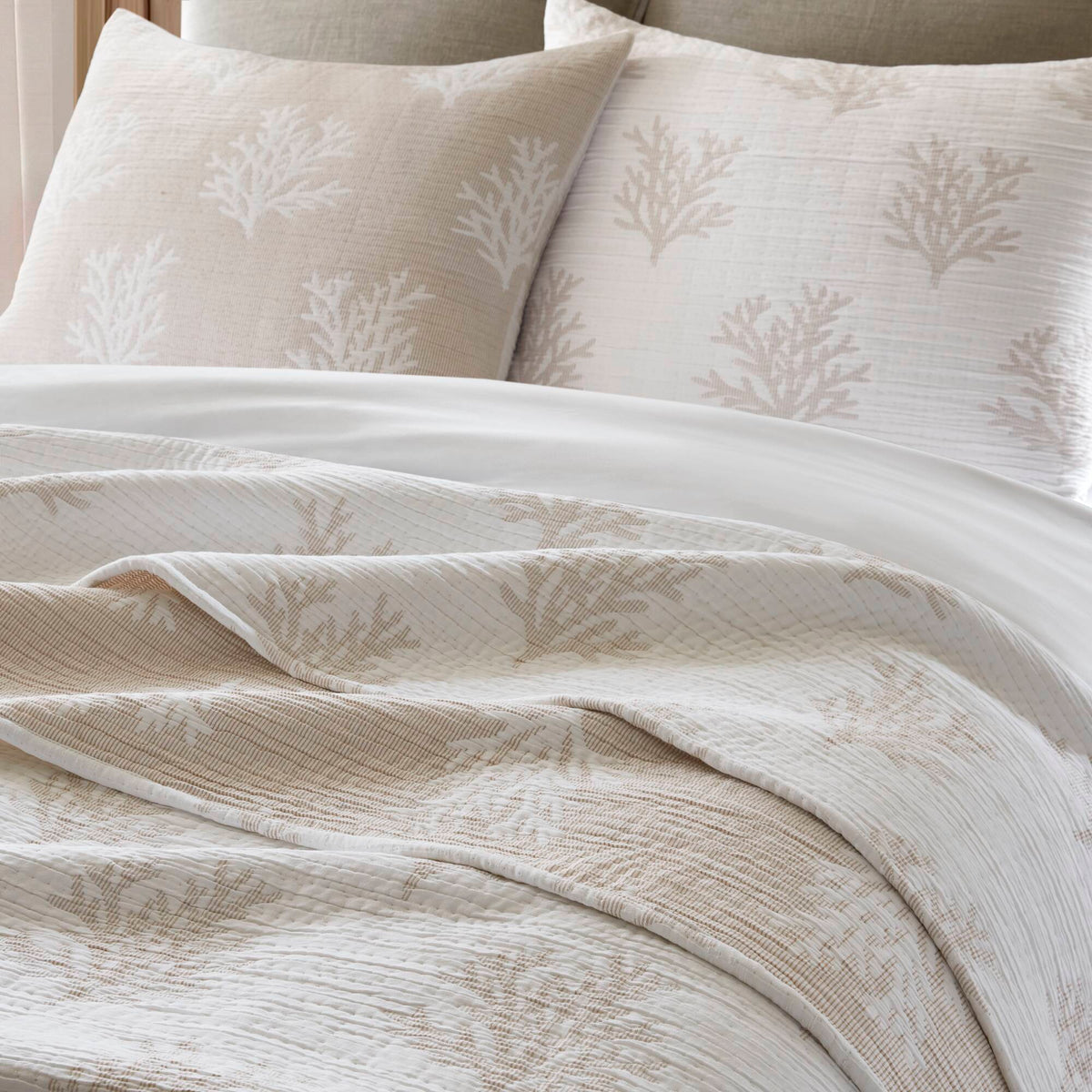 Mia Coral 3 Piece Quilt Mini Set - Linen