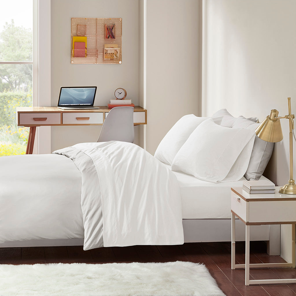 Cotton Blend Jersey Knit All Season Sheet Set - White