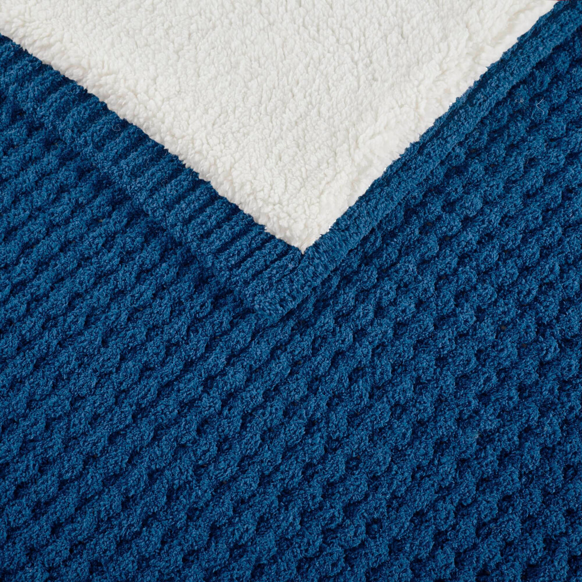 Rowan Waffle Knit Chenille Throw - Navy Blue
