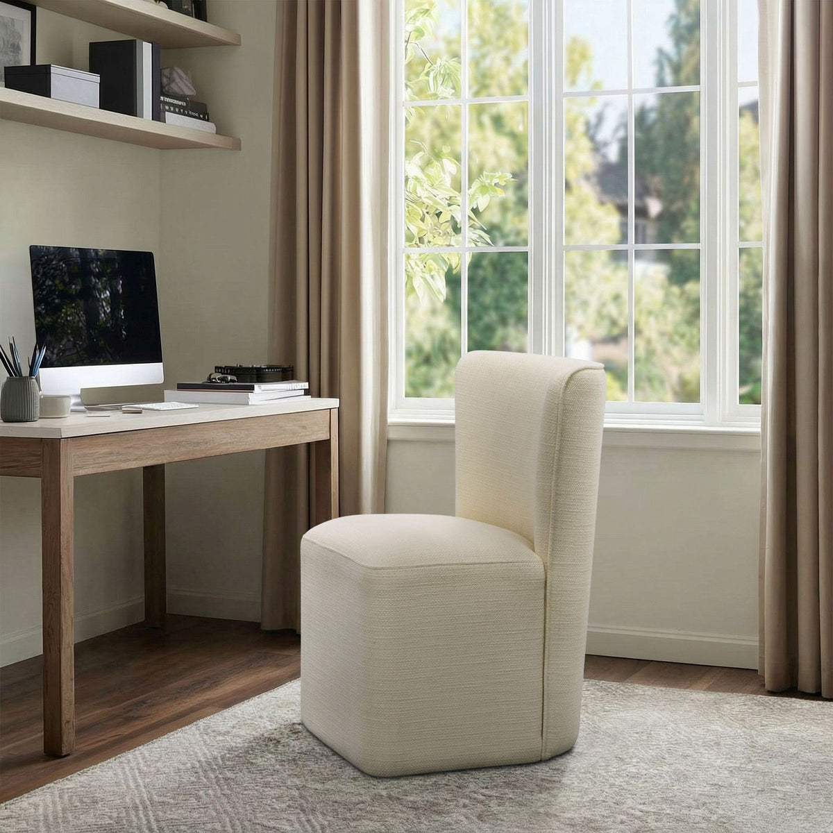 Vela Dining Chair with castors - Cream