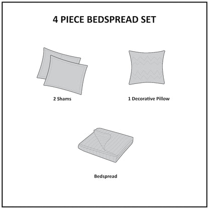 Breanna 4 Piece Cotton Reversible Tailored Bedspread Set - Khaki