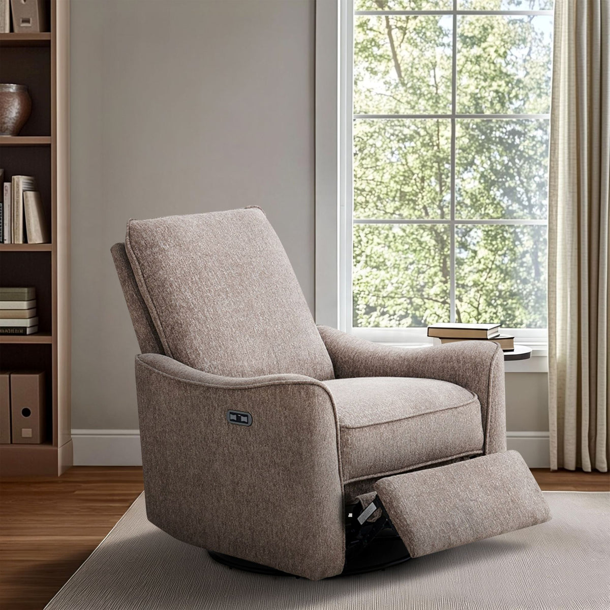 Cameron Power Recliner 3-in-1 with Swivel, Glider, Charging Station - Taupe