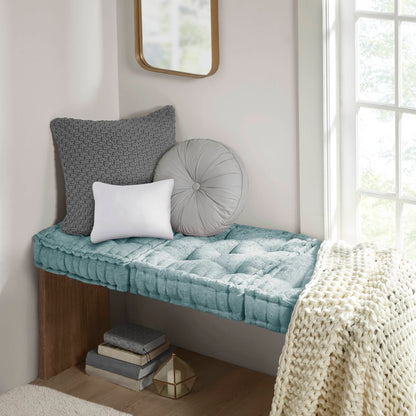 Azza Poly Chenille Square Floor Pillow Cushion - Aqua