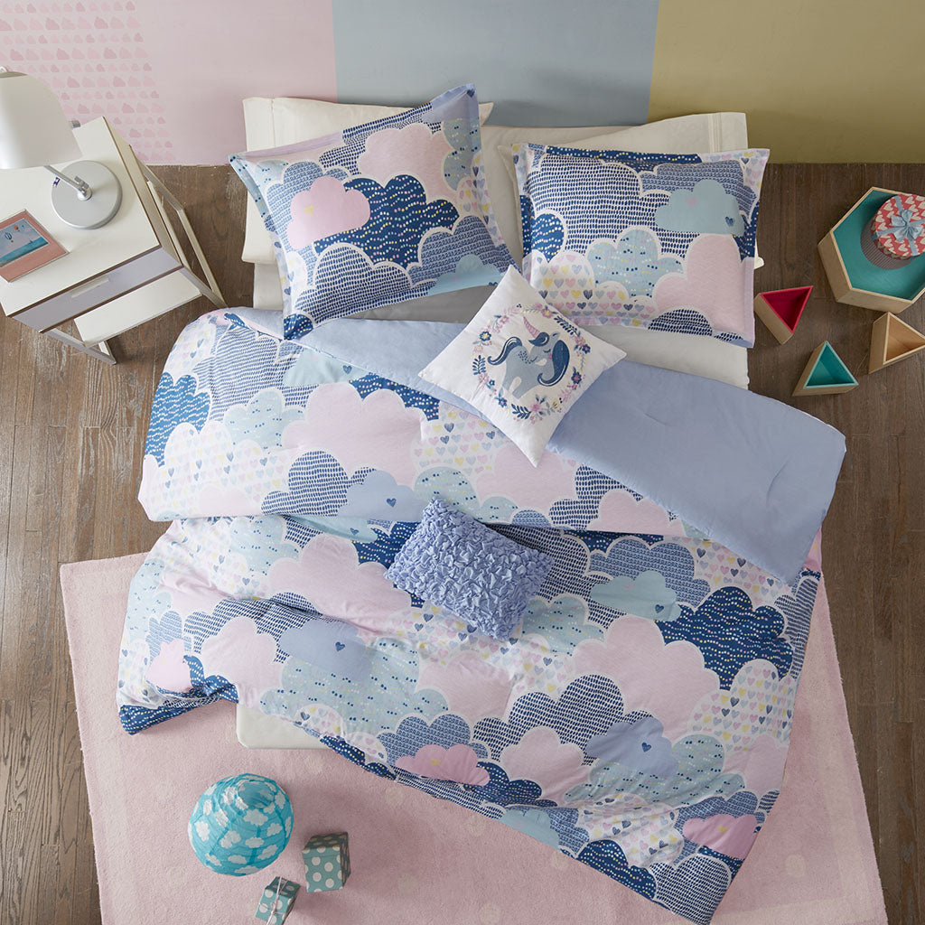 Cloud Cotton Printed Comforter Set - Blue
