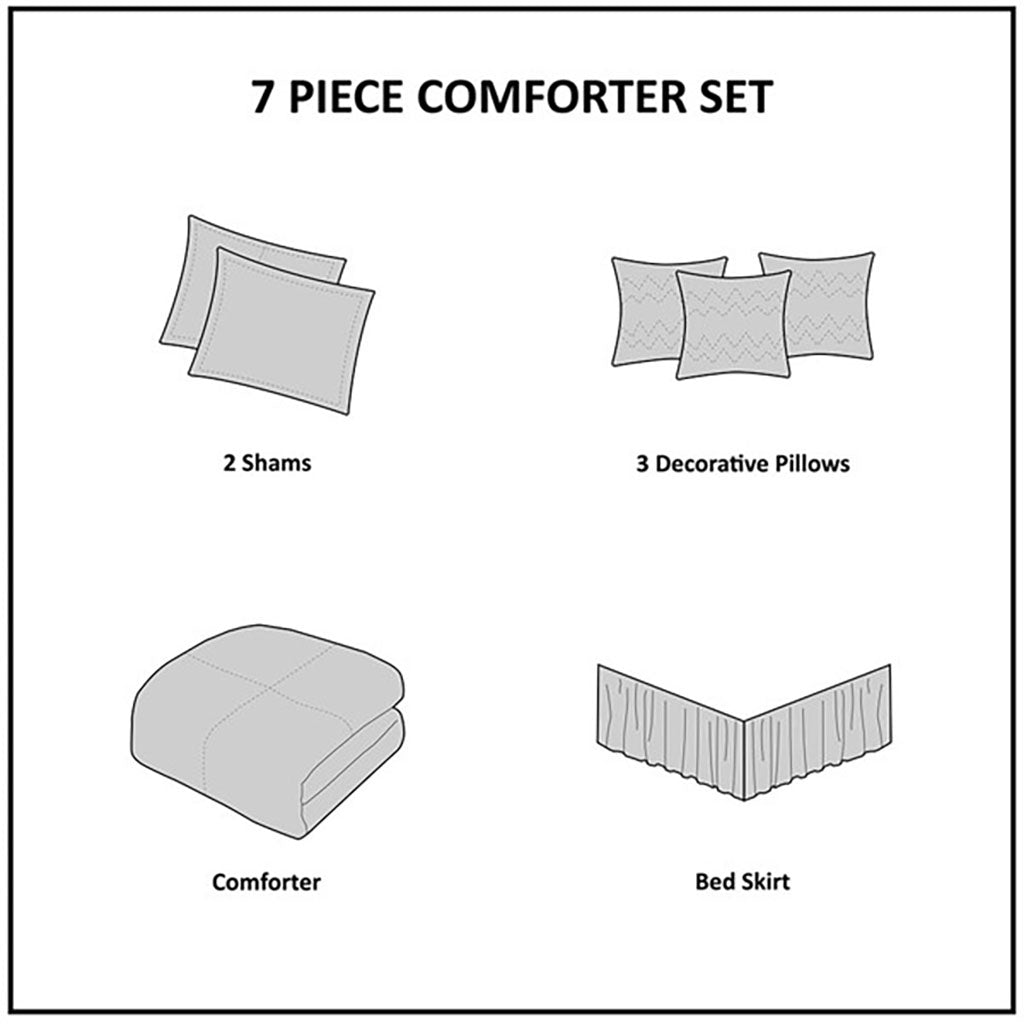 Vienna 7 Piece Cotton Printed Comforter Set - Black