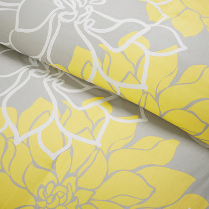 Lola 6 Piece Printed Duvet Cover Set - Taupe Grey/Yellow