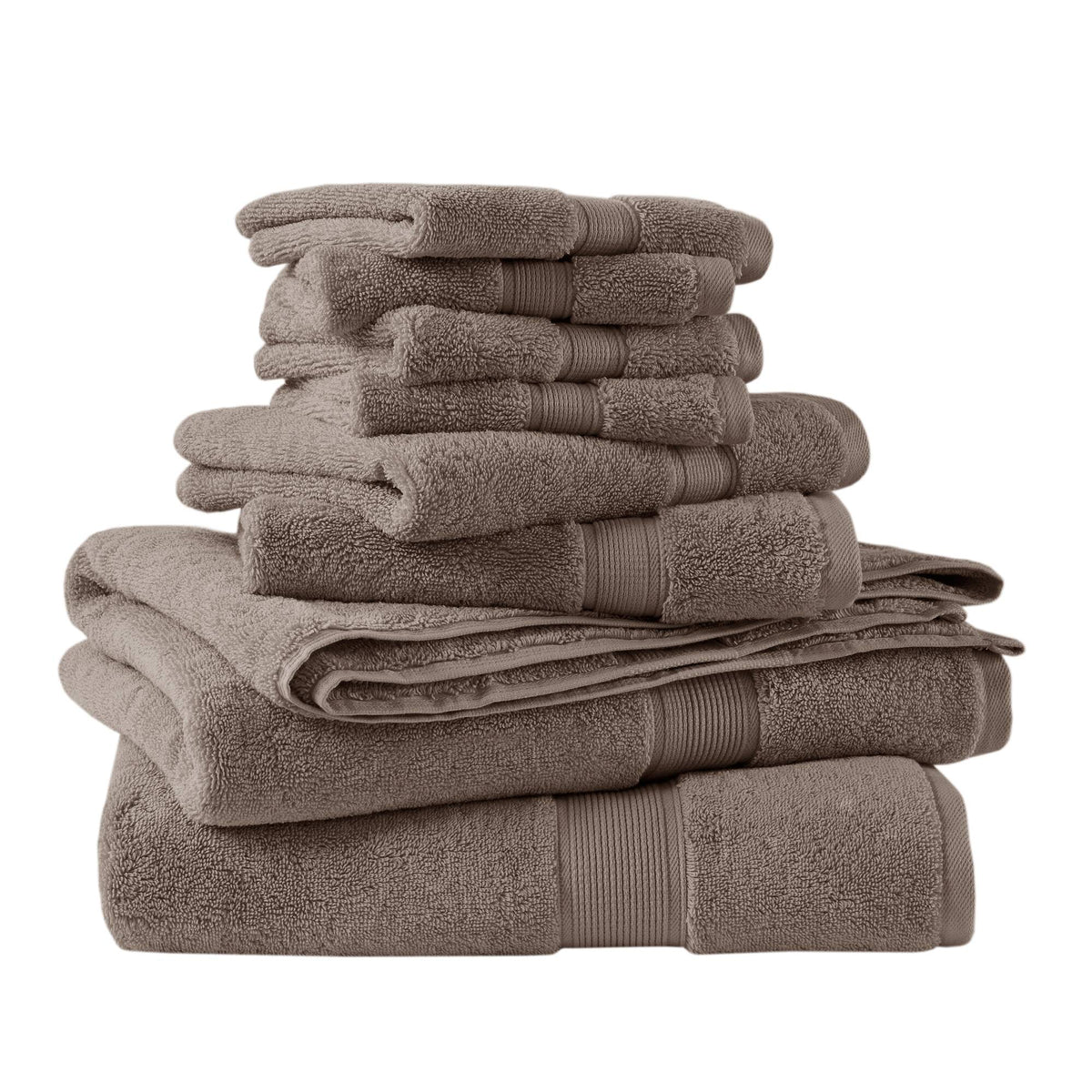 800GSM 100% Cotton 8 Piece Towel Set - Mocha