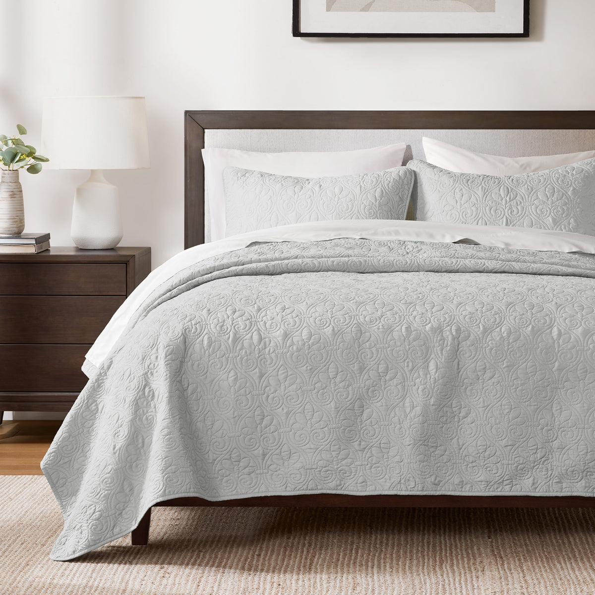 Quebec Reversible Quilt Set - Grey