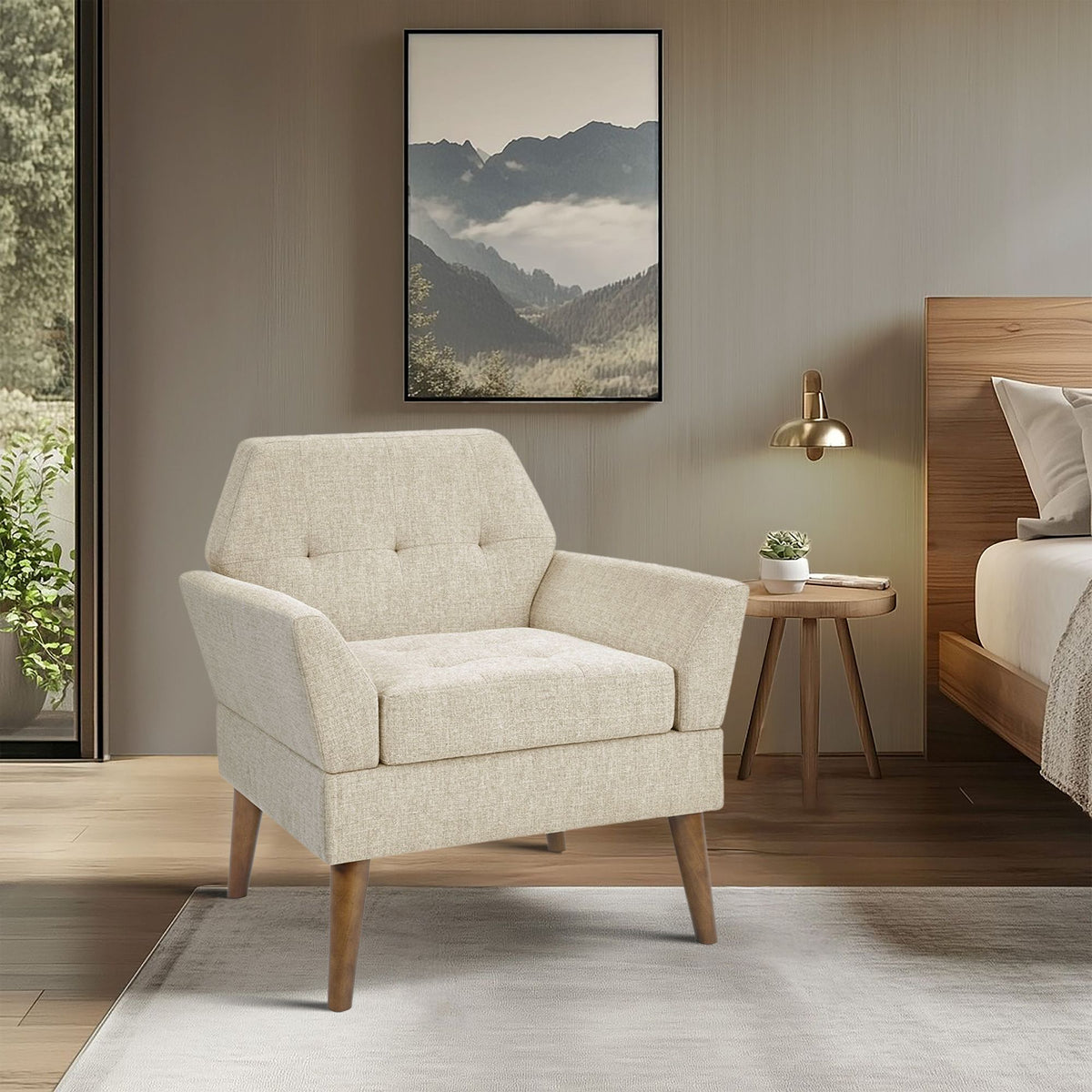 Newtin Mid-Century Modern Lounge Chair - Beige