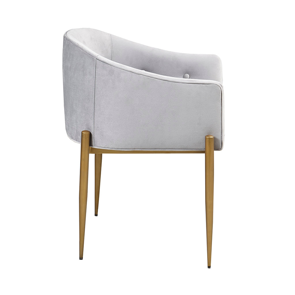 Sheraton Tufted Low Back Upholstered Arm Dining Chair Set of 2 - Grey