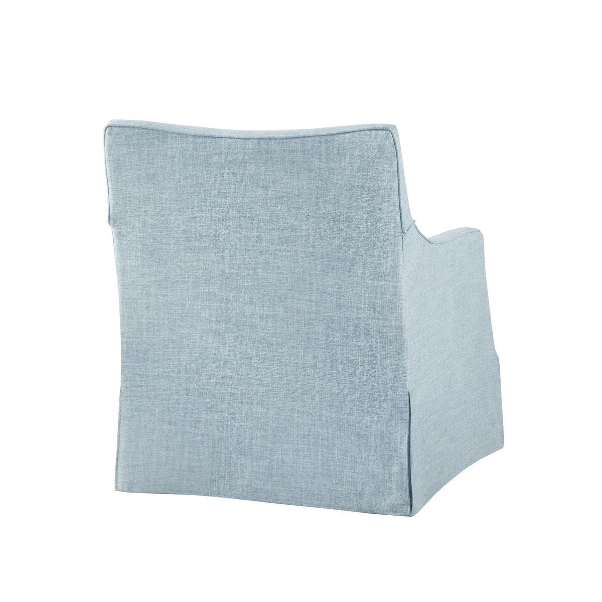 London Upholstered Skirted Swivel Armchair with Lumbar Pillow - Light Blue